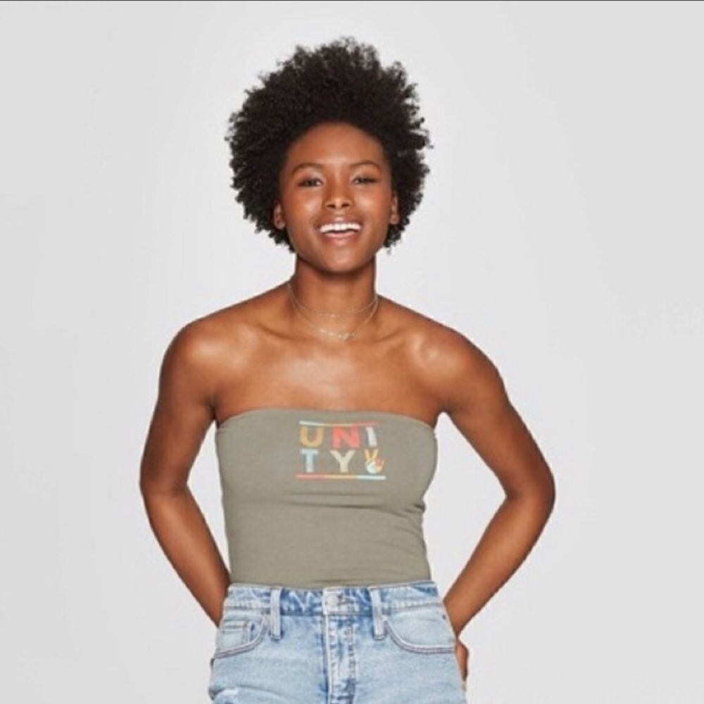 2/$20 Mighty Fine Target Bandeau Tube top Unity Gray Olive Green